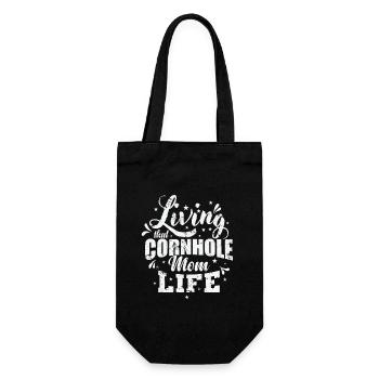Living that Cornhole Mom Life Game Hobby - Gift Bag for Bottles - black - Front