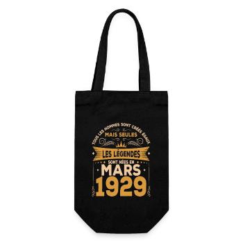 93 Ans Anniversaire Vintage Né(e) en Mars 1929 - Sac à bouteille - noir - Devant