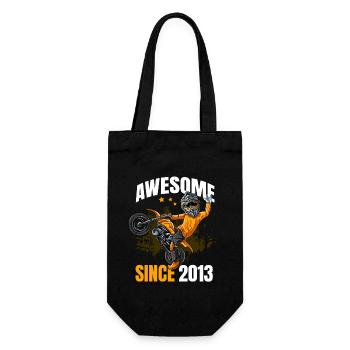Genial seit 2013 - 10. Geburtstag eines Motocross-Fahrers - Geschenkbeutel für Flaschen - Schwarz - Vorne