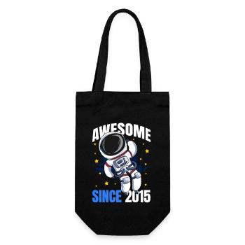 Genial seit 2015 - 8. Astronautengeburtstag - Geschenkbeutel für Flaschen - Schwarz - Vorne