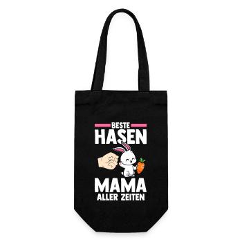 Nagetier Kaninchen Mutter Mama Hase - Geschenkbeutel für Flaschen - Schwarz - Vorne