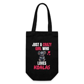 Verrücktes Mädchen Australien Tier Geschenk Koala - Geschenkbeutel für Flaschen - Schwarz - Vorne