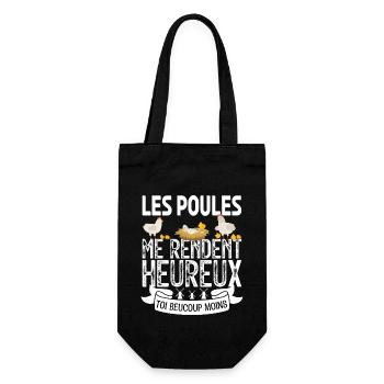 les poules me rendent heureux. cadeau agricultrice - Sac à bouteille - noir - Devant