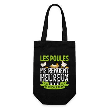 les poules me rendent heureux. cadeau agricultrice - Sac à bouteille - noir - Devant