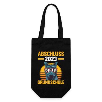 Schulabschluss 2023 Katze Grundschule - Geschenkbeutel für Flaschen - Schwarz - Vorne