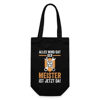 Alles Wird Gut Der Meister Ist Jetzt Da - Geschenkbeutel für Flaschen - Schwarz - Vorne