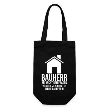 Bauherr - Geschenkbeutel für Flaschen - Schwarz - Vorne