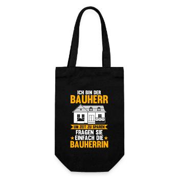 Bauherr - Geschenkbeutel für Flaschen - Schwarz - Vorne