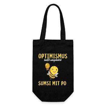 optimisums heißt umgekehrt sumsi mit po - Geschenkbeutel für Flaschen - Schwarz - Vorne