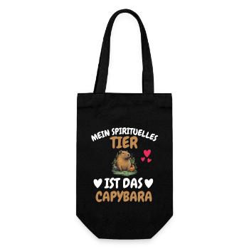 Wasserschwein Geschenk Tierliebhaber Capybara - Geschenkbeutel für Flaschen - Schwarz - Vorne