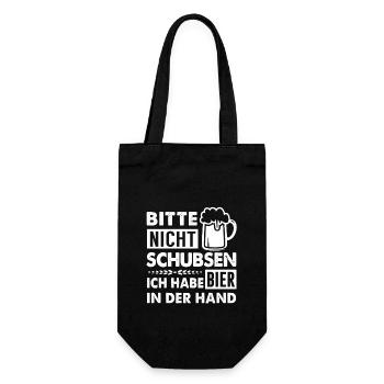 nicht schubsen ich habe bier in der hand - Geschenkbeutel für Flaschen - Schwarz - Vorne