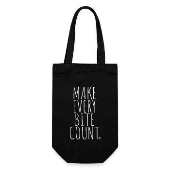 Veganer Make Every Bite Count Go Vegan Veganerin - Geschenkbeutel für Flaschen - Schwarz - Vorne