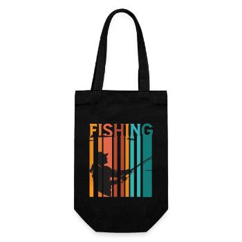 Vintage Angler Retro Angeln Fischer Angel - Geschenkbeutel für Flaschen - Schwarz - Vorne