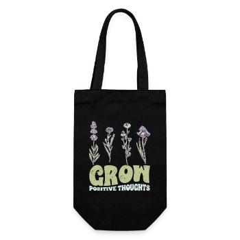 Vintage Grow Positive Thoughts Plant Lover - Geschenkbeutel für Flaschen - Schwarz - Vorne