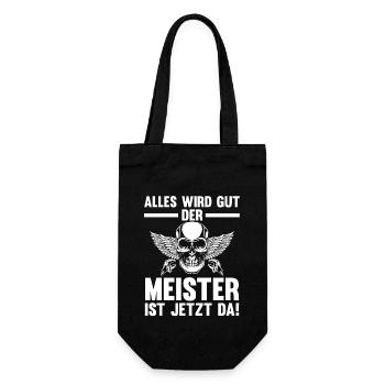 Alles Wird Gut Der Meister Ist Jetzt Da - Geschenkbeutel für Flaschen - Schwarz - Vorne
