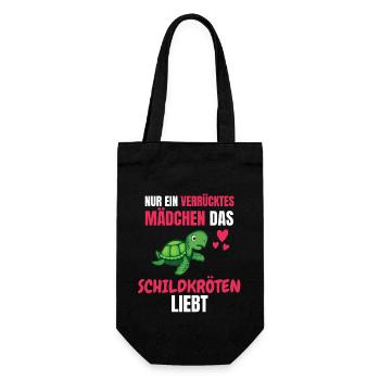 Verrücktes Mädchen Ozean Tier Geschenk Schildkröte - Geschenkbeutel für Flaschen - Schwarz - Vorne