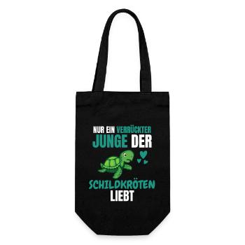 Verrückter Junge Meerestier Geschenk Schildkröte - Geschenkbeutel für Flaschen - Schwarz - Vorne