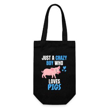 Farm Animal Farmer Boys Gift Pig - Gift Bag for Bottles - black - Front