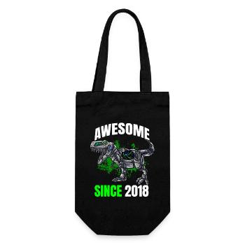 Awesome Since 2018 - 5th Dinosaur Birthday - Gift Bag for Bottles - black - Front
