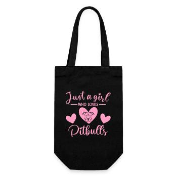 Just a girl who loves pitbulls - Geschenkbeutel für Flaschen - Schwarz - Vorne