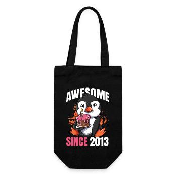 Awesome Since 2013 - 10th Penguin Birthday - Gift Bag for Bottles - black - Front