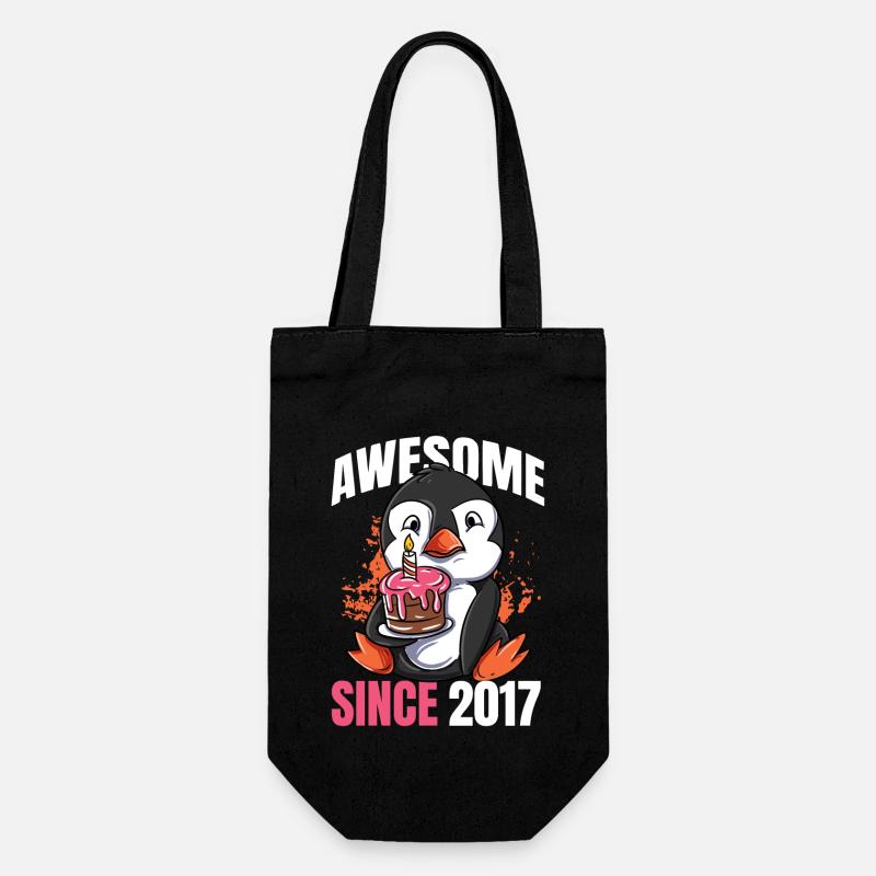 Awesome seit 2017 - 6. Pinguin Geburtstag - Geschenkbeutel für Flaschen - Schwarz