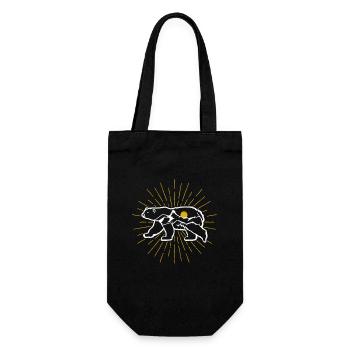 Erforschen Bär Gelbe Sonne Natur Lustig Geocaching - Geschenkbeutel für Flaschen - Schwarz - Vorne