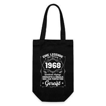 1968 Geboren Geburtstag Oldtimer - Geschenkbeutel für Flaschen - Schwarz - Vorne