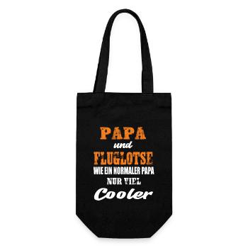 Papa und Fluglotse - Geschenkbeutel für Flaschen - Schwarz - Vorne