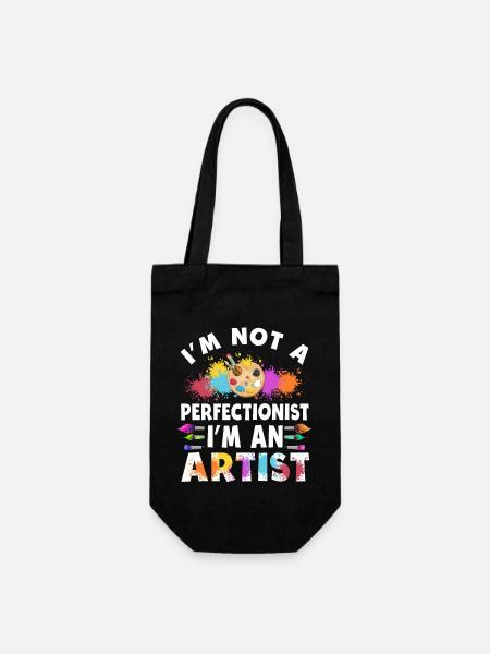 Ich bin kein Perfektionist, ich bin ein Künstler - Geschenkbeutel für Flaschen - Schwarz