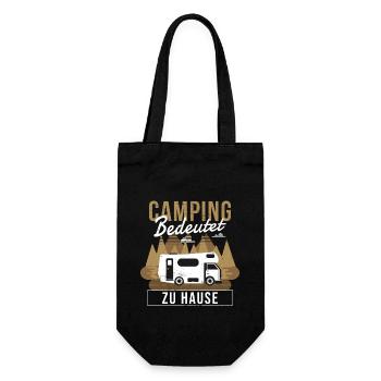 Wohnwagen Wohnmobil Camping Spruch - Geschenkbeutel für Flaschen - Schwarz - Vorne
