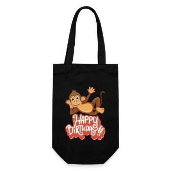 joyeux anniversaire, singe drôle, anniversaire disant - Sac à bouteille - noir - Devant