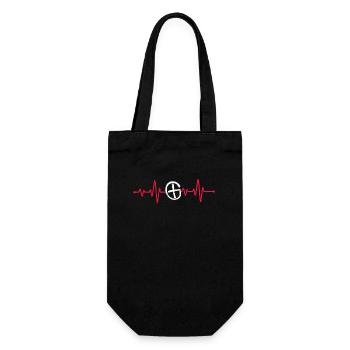 Geocaching Herzschlag EKG-Puls Geocacher Outdoor - Geschenkbeutel für Flaschen - Schwarz - Vorne