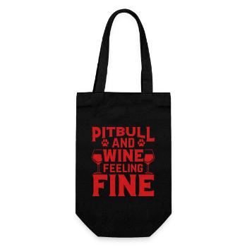 Pitbull et vin se sentent bien - Sac à bouteille - noir - Devant