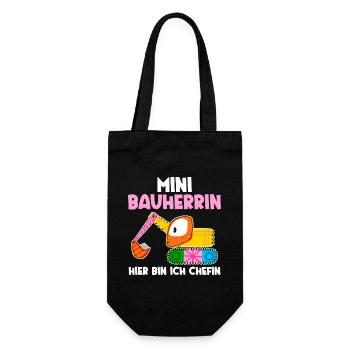 Bagger Bauherrin - Geschenkbeutel für Flaschen - Schwarz - Vorne