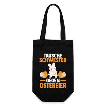 Osterhase Hase Ostern - Geschenkbeutel für Flaschen - Schwarz - Vorne