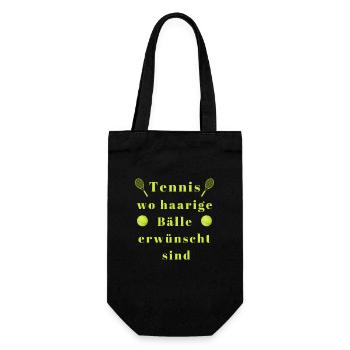 Tennis spielt gerne mit haarigen Bällen - Geschenkbeutel für Flaschen - Schwarz - Vorne