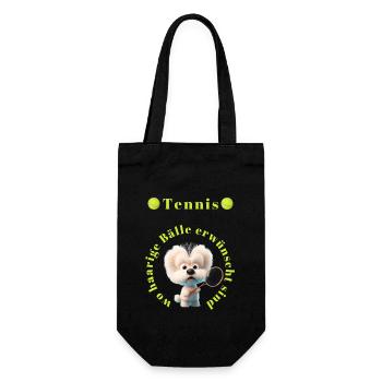 Tennis spielt gerne mit haarigen Bällen - Geschenkbeutel für Flaschen - Schwarz - Vorne