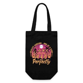 June 1985 anniversary 1985 Retro 1985 June - Gift Bag for Bottles - black - Front