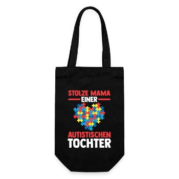 Mama Mutter Tochter Autismus Autist Autisten - Geschenkbeutel für Flaschen - Schwarz - Vorne