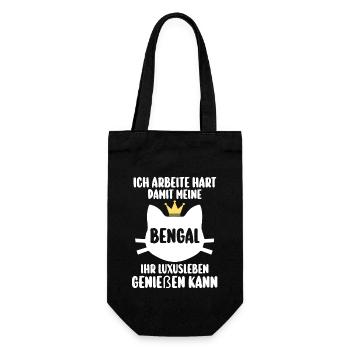 Katze Bengalkatze - Geschenkbeutel für Flaschen - Schwarz - Vorne