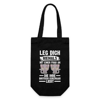 Britisch Kurzhaar Katze - Geschenkbeutel für Flaschen - Schwarz - Vorne