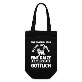 Scottish Fold Katze - Geschenkbeutel für Flaschen - Schwarz - Vorne