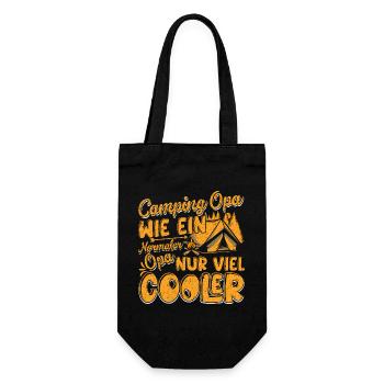 CAMPING OPA, WIE EIN NORMALER OPA NUR VIEL COOLER - Geschenkbeutel für Flaschen - Schwarz - Vorne