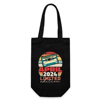 April 2024 Vintage Anniversary Retro Gift, 2024 - Gift Bag for Bottles - black - Front