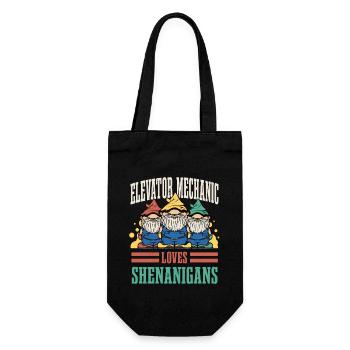 Aufzugsmonteur Liebt Spielereien St. Patricks Day - Geschenkbeutel für Flaschen - Schwarz - Vorne