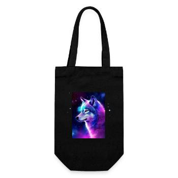 Wolf Galaxie Weltraum Grafik Wolf Lover - Geschenkbeutel für Flaschen - Schwarz - Vorne