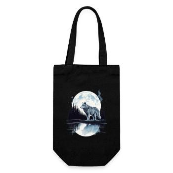 Lone Wolf Survives The Mountain Moon Lake Forest - Gift Bag for Bottles - black - Front