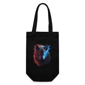 Loup foudroyant rouge et bleu - Sac à bouteille - noir - Devant