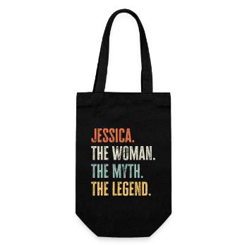 Jessica, Frauenmythos-Legende, lustiger bester Name - Geschenkbeutel für Flaschen - Schwarz - Vorne